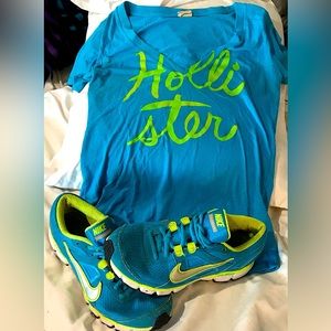 Women's Nikes size 8.5 and matching Hollister Tee size Sm🤑🥰💋